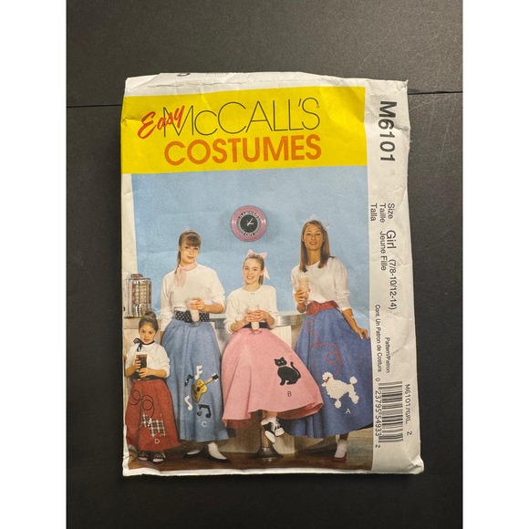 McCall's Other - Easy‎ McCall's M6101 Girl's 50s Poodle Skirt Costume Sewing Pattern 7/8-10/12-14
